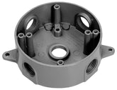 Orbit RB50 RB50-5 Weatherproof Box, 4 in W, 1-1/2 in D, 5 -Knockout, Aluminum, Gray, Powder-Coated